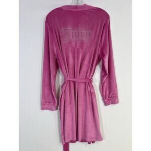 Juicy Couture Pink Short Velour Robe Rhinestone Bling Logo Y2K Women’s L/XL